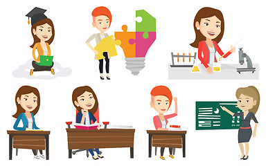 Image showing Vector set of student and teachers characters.