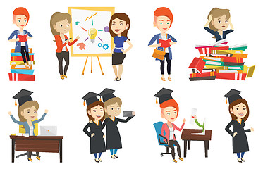 Image showing Vector set of student and teachers characters.