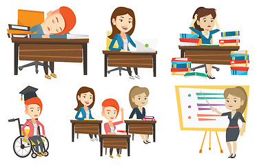 Image showing Vector set of student and teachers characters.