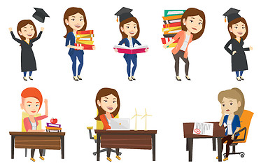 Image showing Vector set of student and teachers characters.