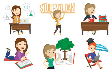 Image showing Vector set of student and teachers characters.