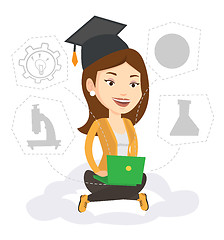 Image showing Graduate sitting on cloud vector illustration.