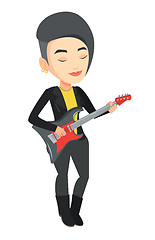 Image showing Woman playing electric guitar vector illustration.