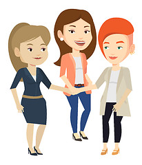 Image showing Group of business women joining hands.