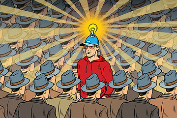 Image showing idea man in dull crowd