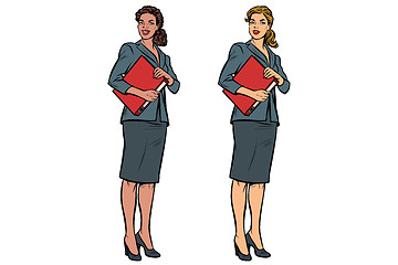 Image showing Two female accountant African American and Caucasian