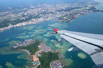 Image showing Aerial view of Kota Kinabalu and Gaya Island, Sabah