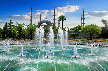 Image showing Blue Mosque and fountain