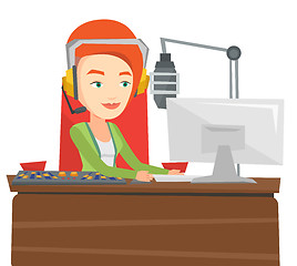 Image showing Female dj working on the radio vector illustration