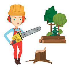 Image showing Lumberjack with chainsaw vector illustration.