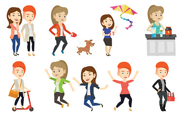 Image showing Vector set of people during leisure activity.