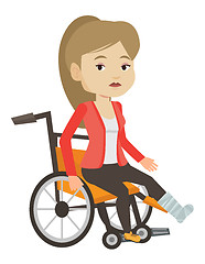 Image showing Woman with broken leg sitting in wheelchair.