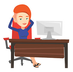 Image showing Business woman relaxing in office.