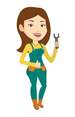 Image showing Repairman holding spanner vector illustration.