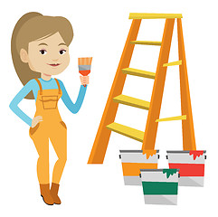 Image showing Painter with paint brush vector illustration.