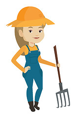 Image showing Farmer with pitchfork vector illustration.