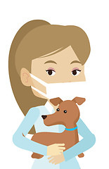 Image showing Veterinarian with dog in hands vector illustration