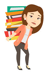 Image showing Student with pile of books vector illustration.