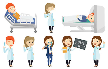 Image showing Vector set of doctor characters and patients.