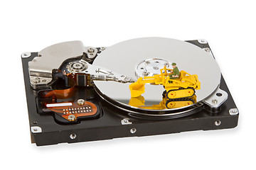 Image showing HDD with toy crawler mounted 