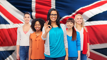 Image showing international english happy women showing ok