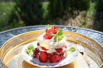 Image showing Pastry with sweet Swedish strawberries