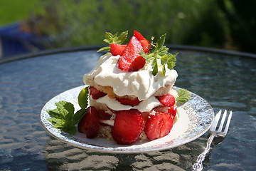 Image showing Pastry with sweet Swedish strawberries