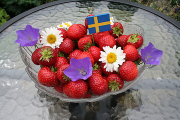 Image showing Sweet Swedish strawberries for Midsummer