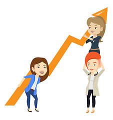 Image showing Three business women holding growth graph.