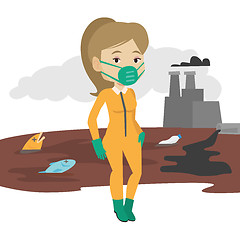 Image showing Woman in radiation protective suit.