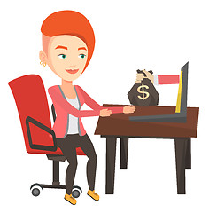 Image showing Businesswoman earning money from online business.