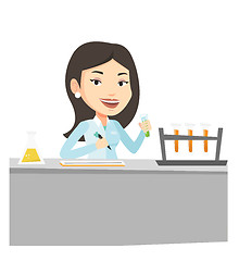 Image showing Laboratory assistant working vector illustration.