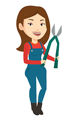 Image showing Farmer with pruner vector illustration.