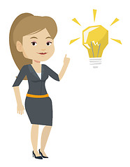 Image showing Student pointing at idea bulb vector illustration