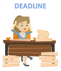 Image showing Business woman having problem with deadline.