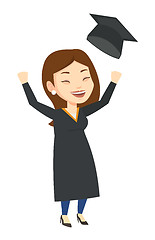 Image showing Graduate throwing up graduation hat.