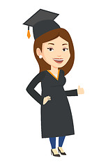 Image showing Graduate giving thumb up vector illustration.