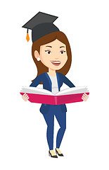 Image showing Graduate with book in hands vector illustration.