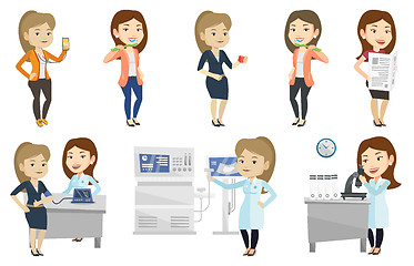 Image showing Vector set of doctor characters and patients.