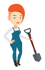 Image showing Farmer with shovel vector illustration.