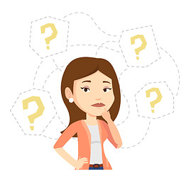 Image showing Young business woman thinking vector illustration.