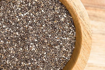 Image showing Chia Seeds Whole Food Superfood Wooden Bowl