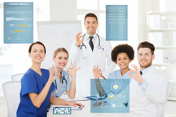 Image showing group of doctors showing ok hand sign at hospital