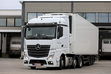 Image showing White Mercedes-Benz Actros Truck on Loading Zone