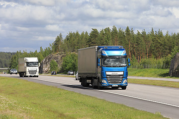 Image showing DAF Trucks Transport Merchandise in Traffic