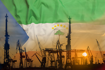 Image showing Industrial concept with Equatorial Guinea flag at sunset