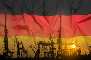 Image showing Industrial concept with Germany flag at sunset