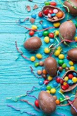 Image showing Image of chocolate eggs, candies