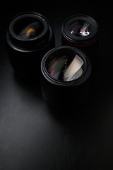 Image showing Multiple camera lenses close up