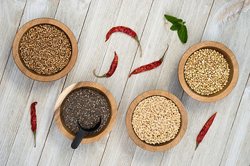 Image showing Whole Grains Chia Seeds and Peppers Superfoods